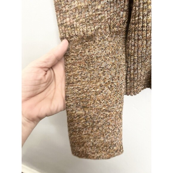 Who What Wear Brown Puff Sleeve Mock Neck Ribbed Sweater Top Size Large Fall - Picture 4 of 9